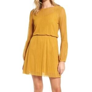 Leith Mustard Yellow Blouson Long Sleeve Dress Size M Medium